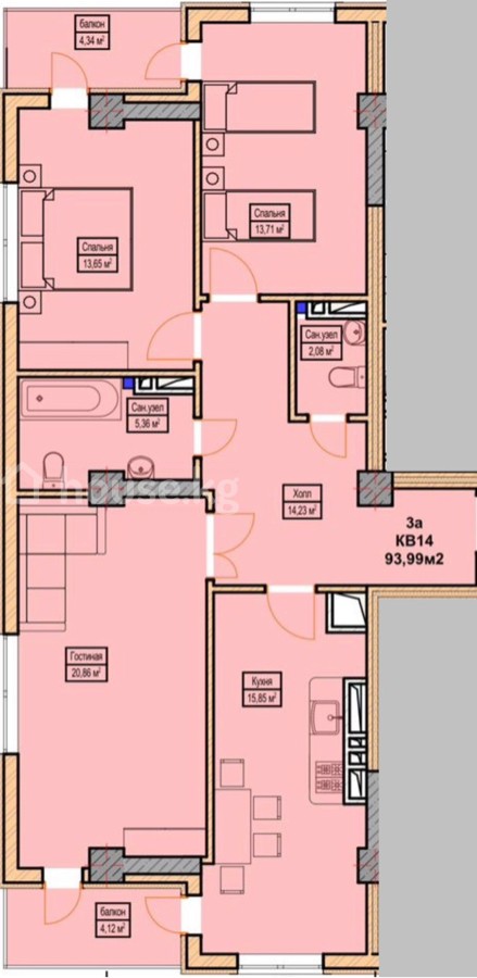 3-комн. кв., 94 м2 фото номер 2