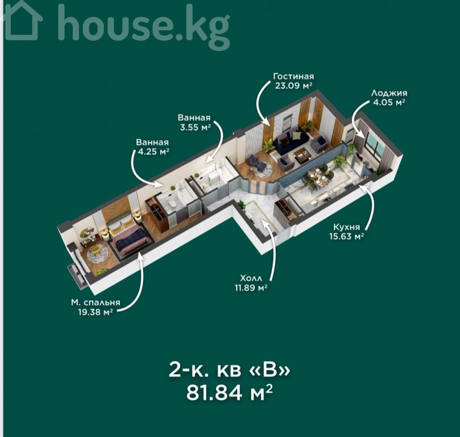 2-комн. кв., 84 м2 фото номер 3